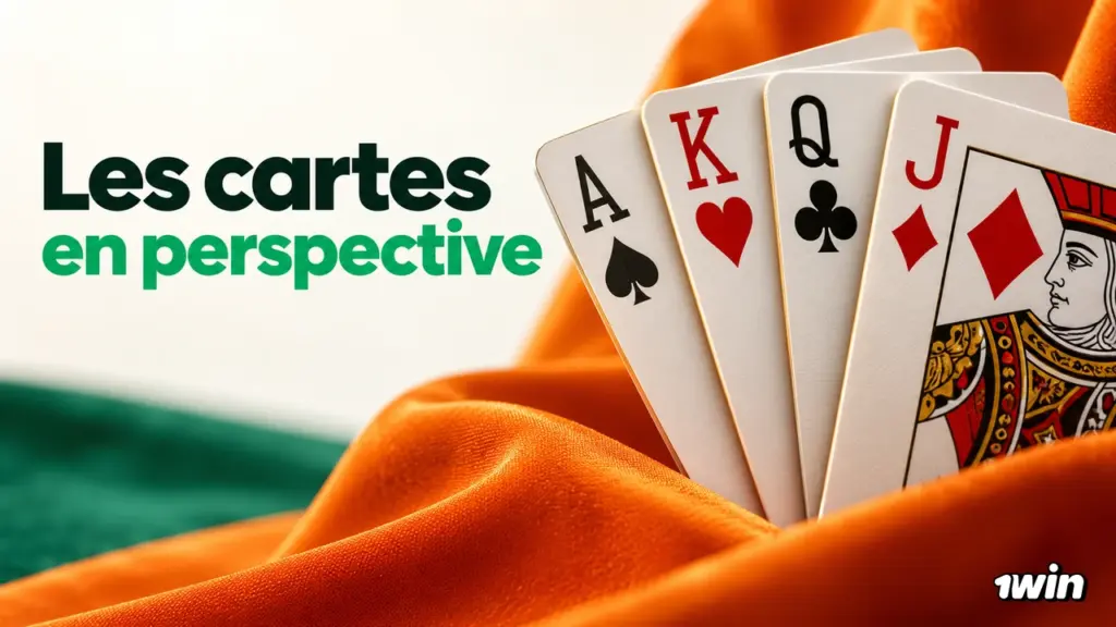 Éventail de cartes à jouer posé sur un tissu orange